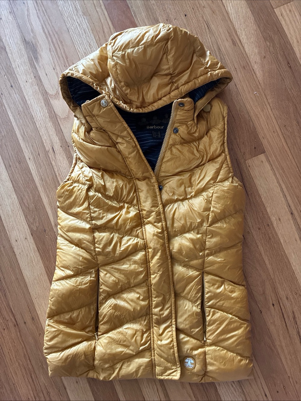 Barbour Women's Mustard Hooded Puffer Vest Size 4